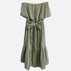 Sincerely Jules Sage Strapless Tiered Cotton Gauze Dress